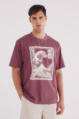 Springfield Camiseta japonesa com ondas vermelho