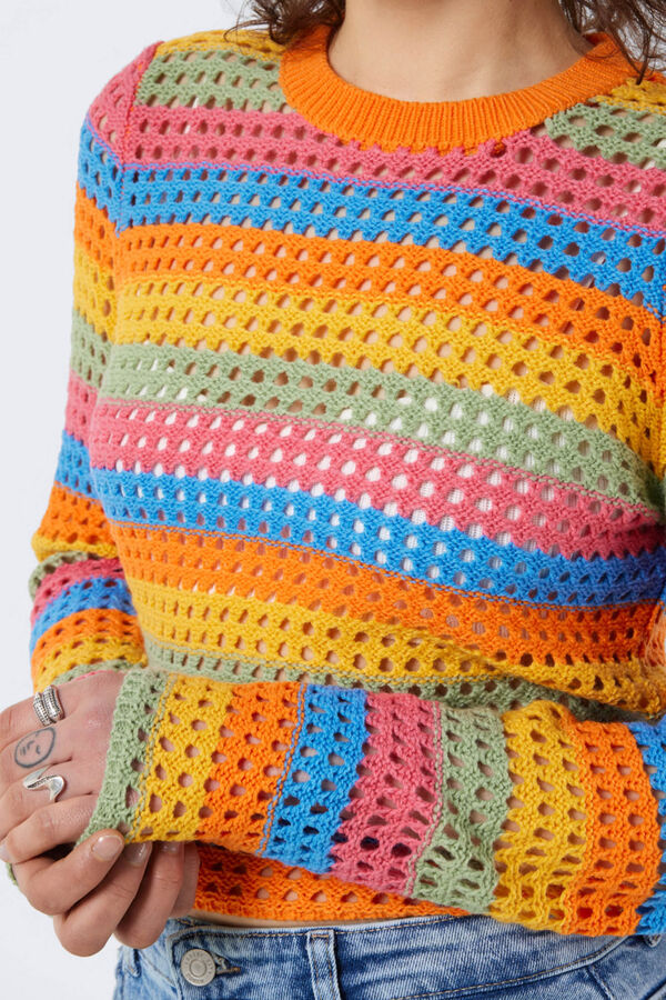 Springfield Pullover bunt Crochet natural