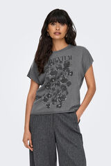 Only Camiseta con manga en corte diagonal gris