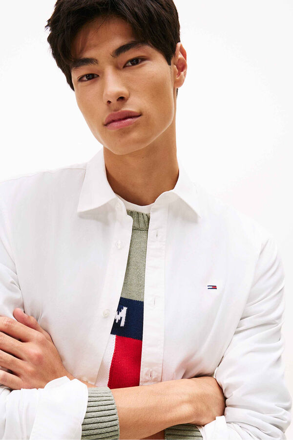 Tommy Jeans Camisa regular de popel&iacute;n marfil