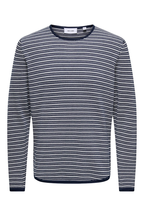 Only & Sons Suéter masculino com gola redonda e regular fit azul