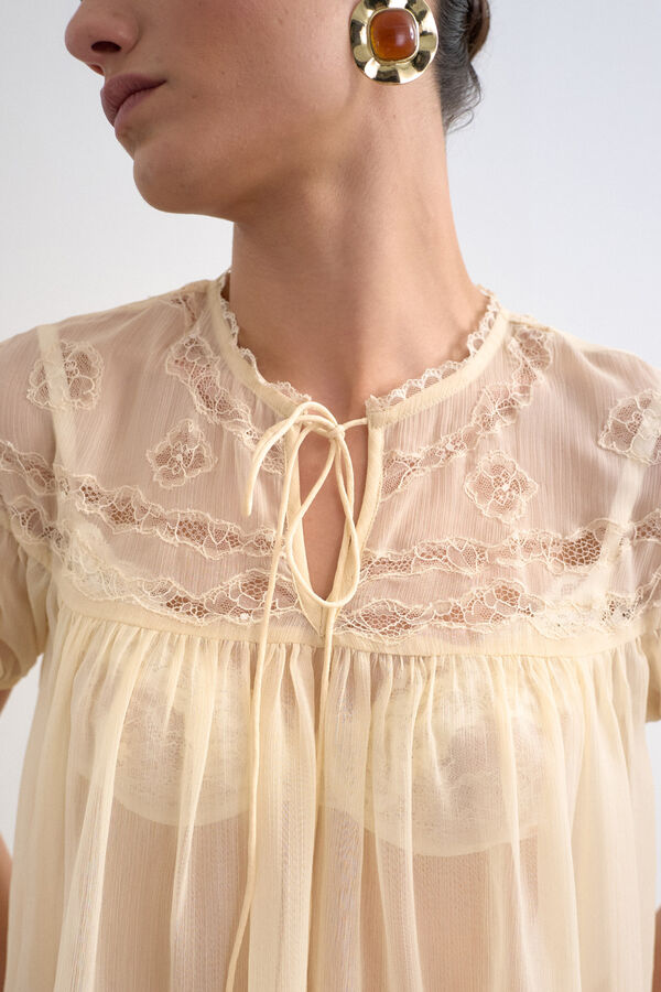 Topshop Blusa semitransparente bege