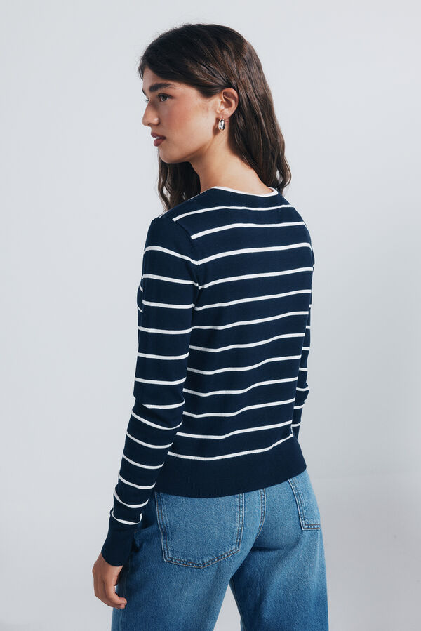 Springfield Cardigan botones cuello redondo viscosa azul