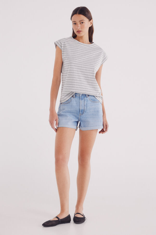 Springfield Camiseta rayas manga contraste gris