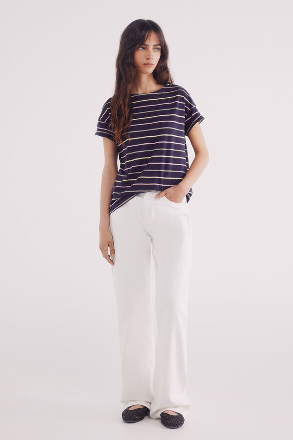 Springfield Camiseta rayas botones hombro azul