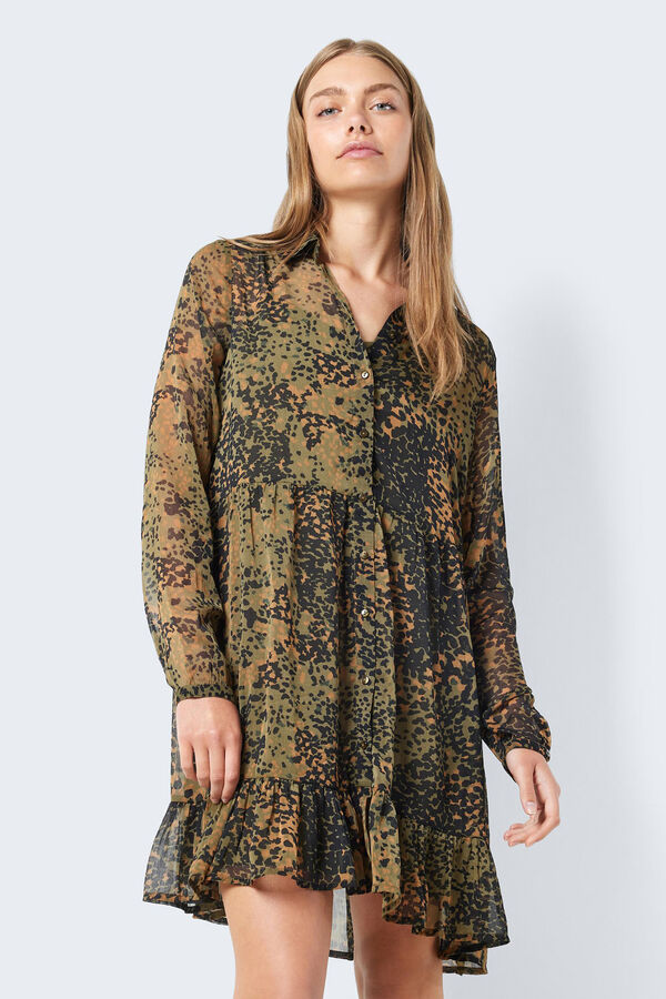 Noisy May Vestido curto estampado verde