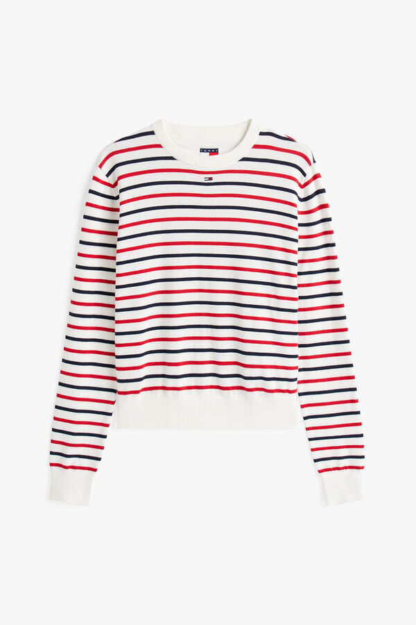 Tommy Jeans Jersey de mujer de rayas blanco