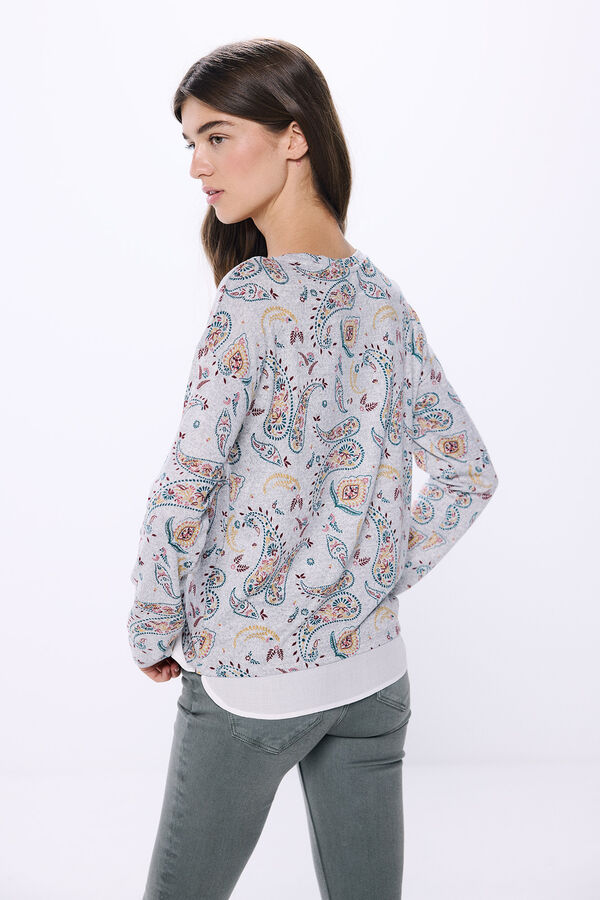 Springfield Camiseta combinada estampada cinzento