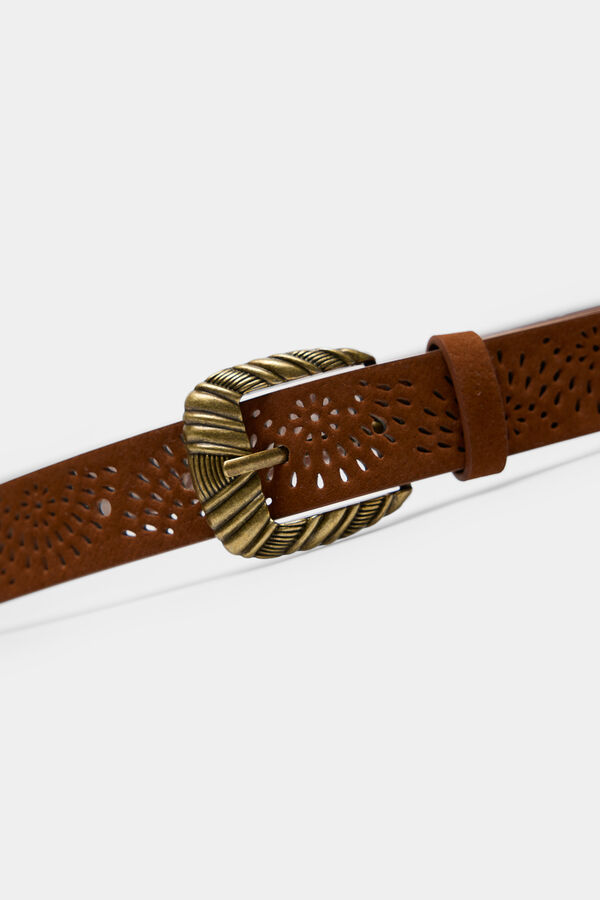 Springfield Cintur&oacute;n hebilla grabada burdeos