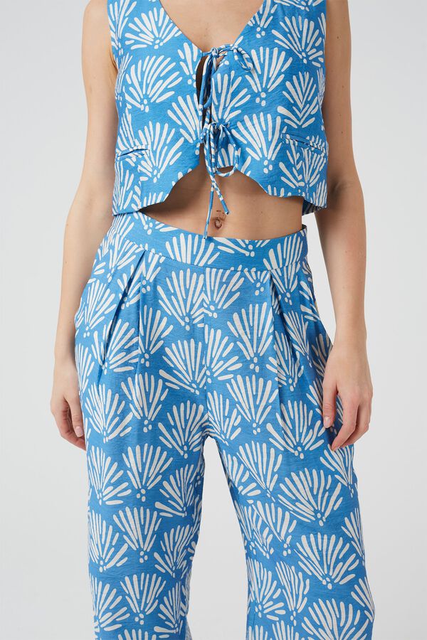 Brave Soul Colete estampado com gola em bico azul