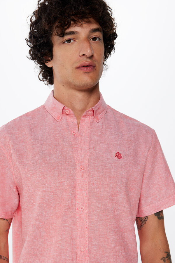 Springfield Camisa de manga curta em linho estampado