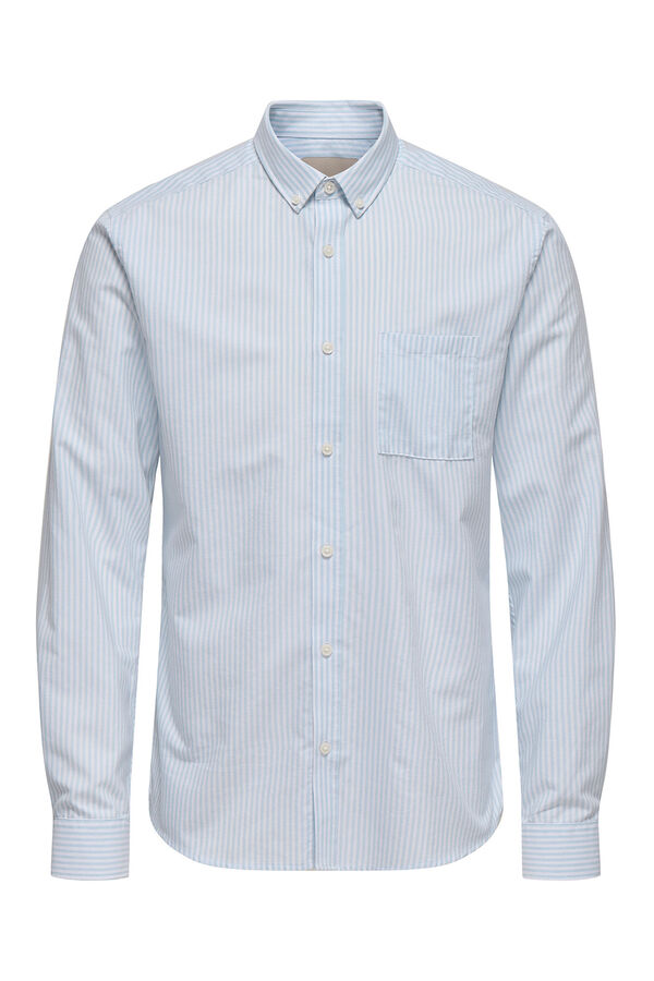 Only & Sons Camisa oxford slim fit azul