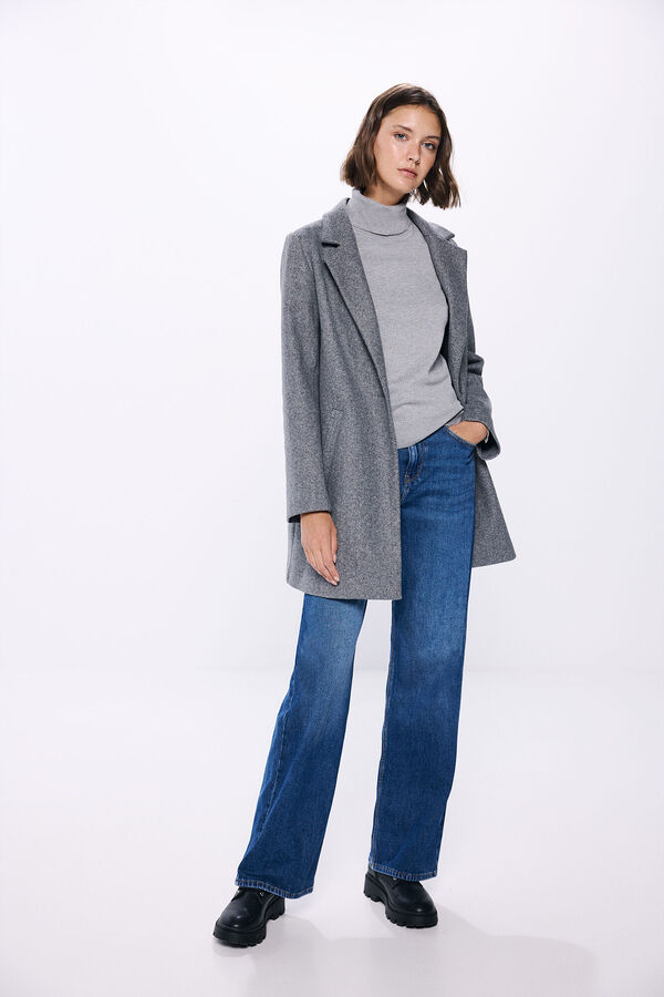 Springfield Camisola de gola alta com bot&otilde;es nos punhos cinzento