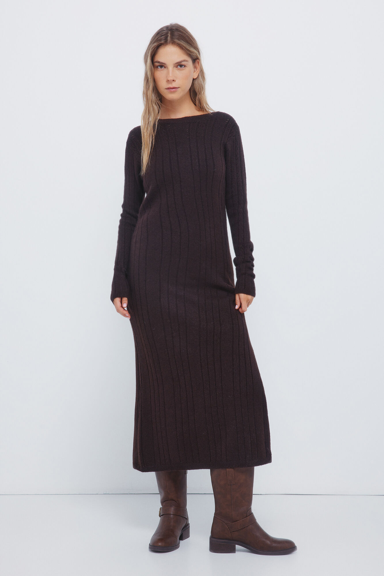 Springfield Vestido midi de malha Pointelle