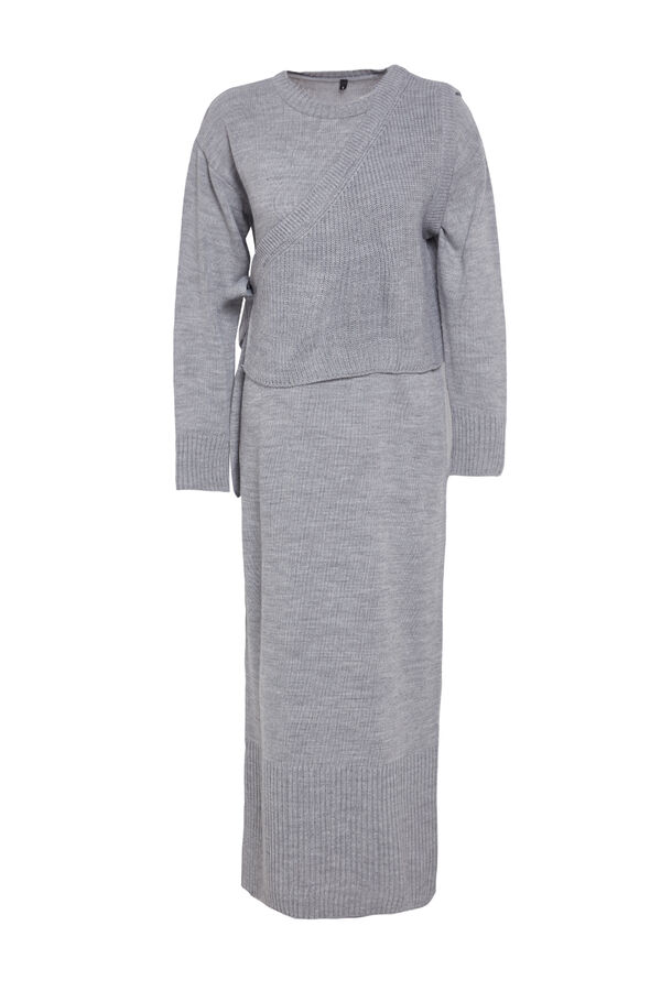 Trendyol Conjunto de vestido y c&aacute;rdigan gris