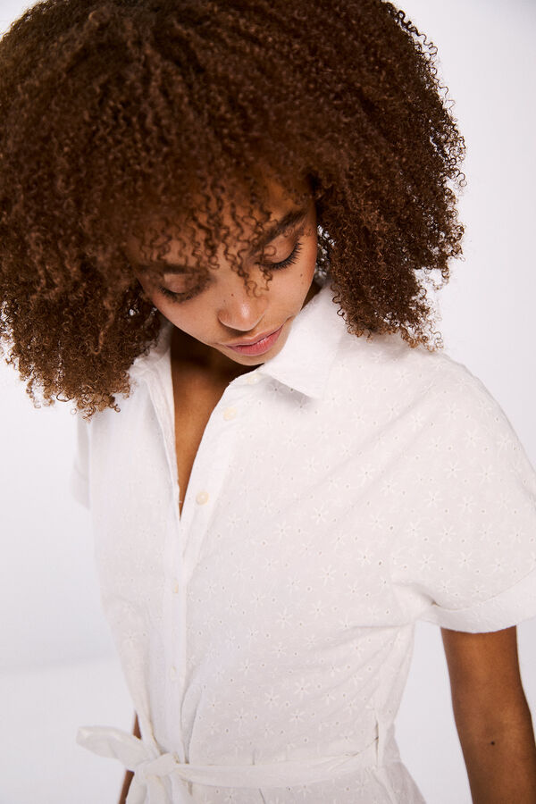 Springfield Vestido camiseiro schiffly branco