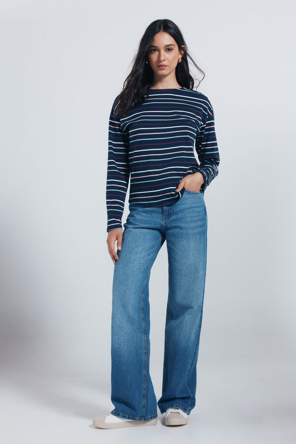 Springfield Camiseta rayas botones hombro azul