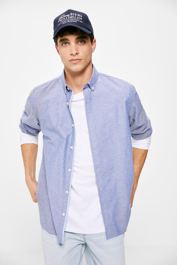 Springfield Camisa pintpoint color azul medio