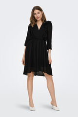 Only Vestido curto folhos preto