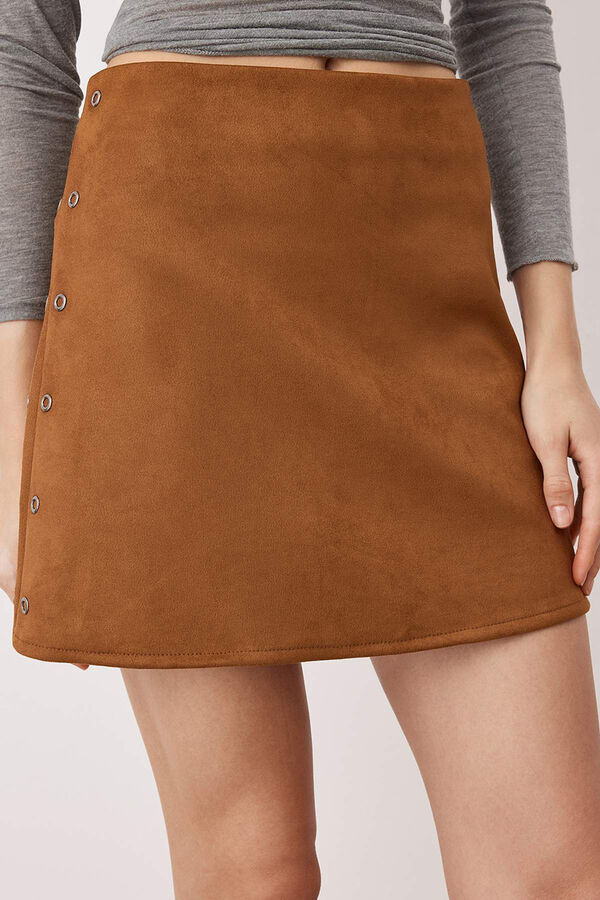 Trendyol Minissaia efeito camur&ccedil;a castanho