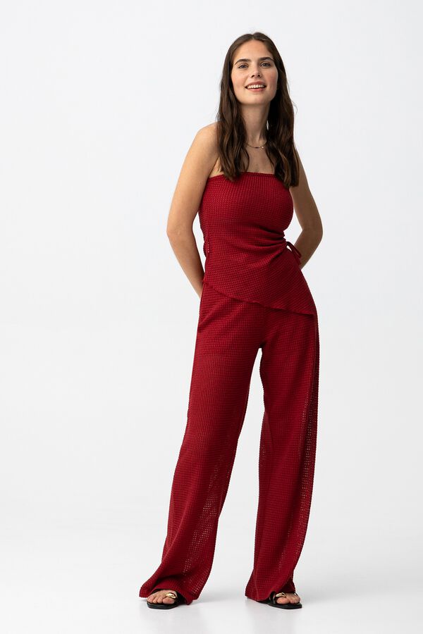 Tiffosi Young Pantalones wide leg vermelho