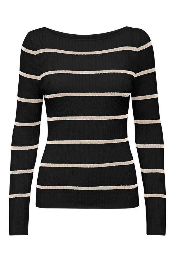 Only Top justo canelado preto