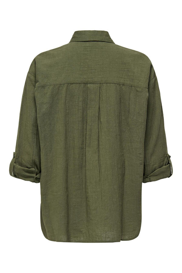 Only Camisa botones manga larga verde