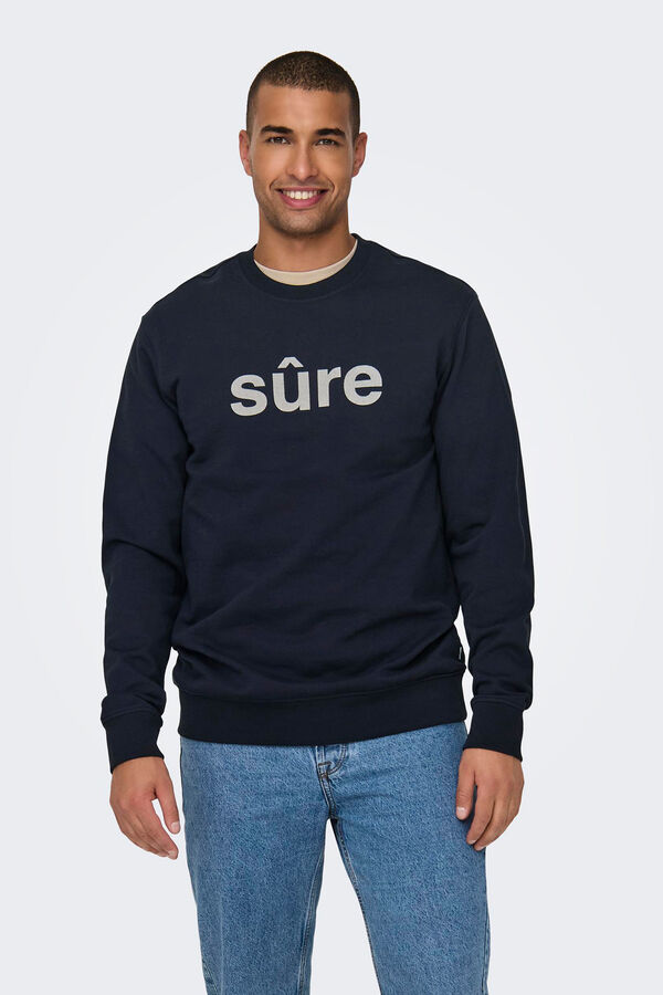 Only & Sons Sweatshirt b&aacute;sica com corte padr&atilde;o preto