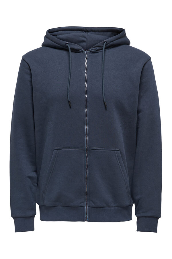 Only & Sons Sweatshirt com fecho-&eacute;clair azul