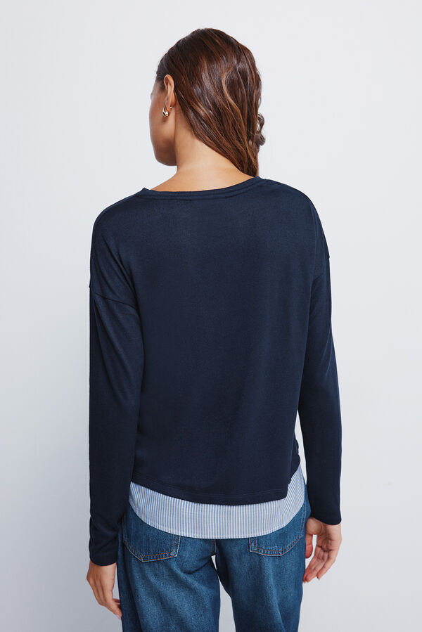 Springfield T-shirt combinada com bot&otilde;es laterais azul