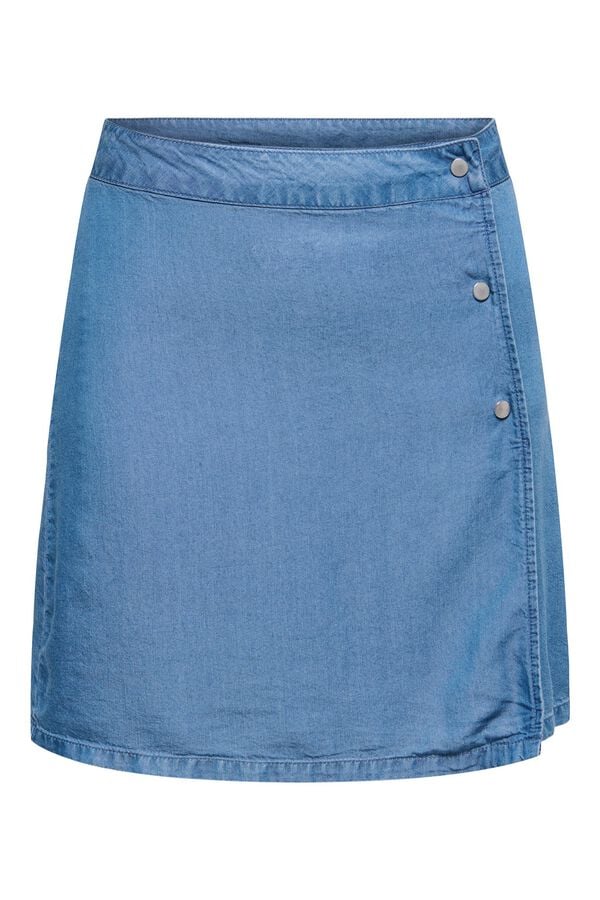 Only Saia curta de tencel azul