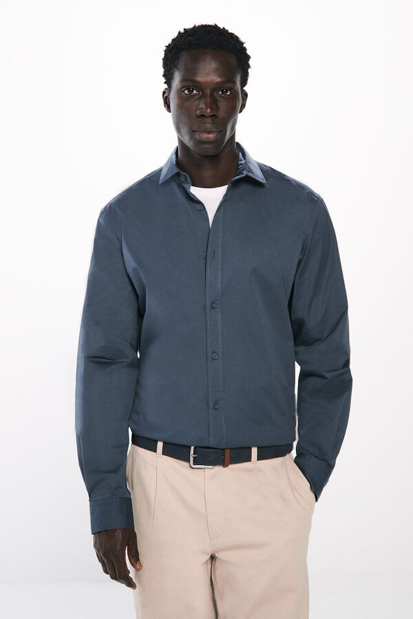 Springfield Camisa social elástica azul