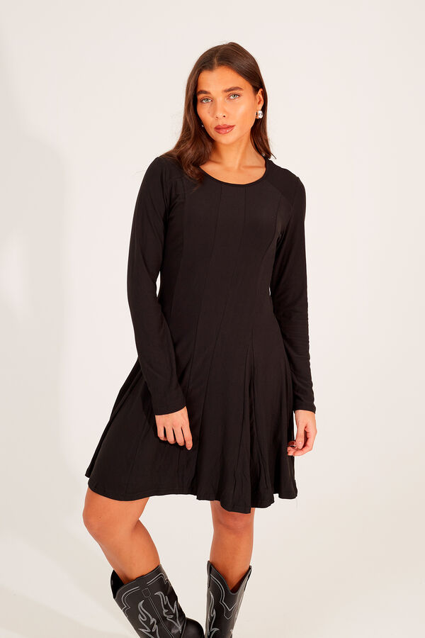 Brave Soul Vestido curto de manga comprida preto