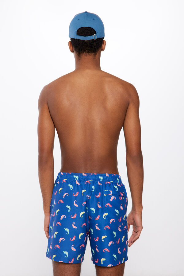 Springfield Ba&ntilde;ador estampado camaleones azul