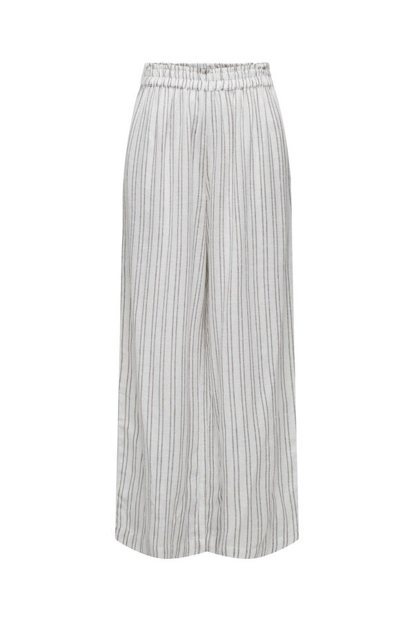 Only Pantalón ancho a rayas lino blanco