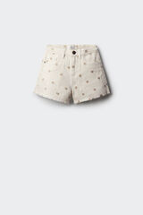 Springfield Kids Shorts denim florais para meninas branco