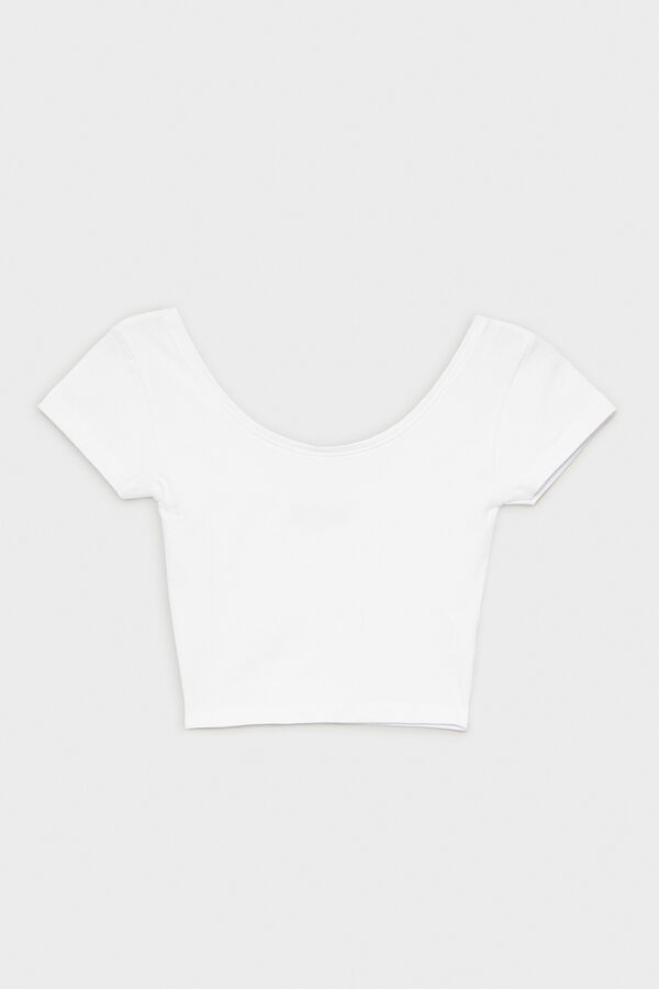 Inside Camiseta Cropped Escote Espald blanco