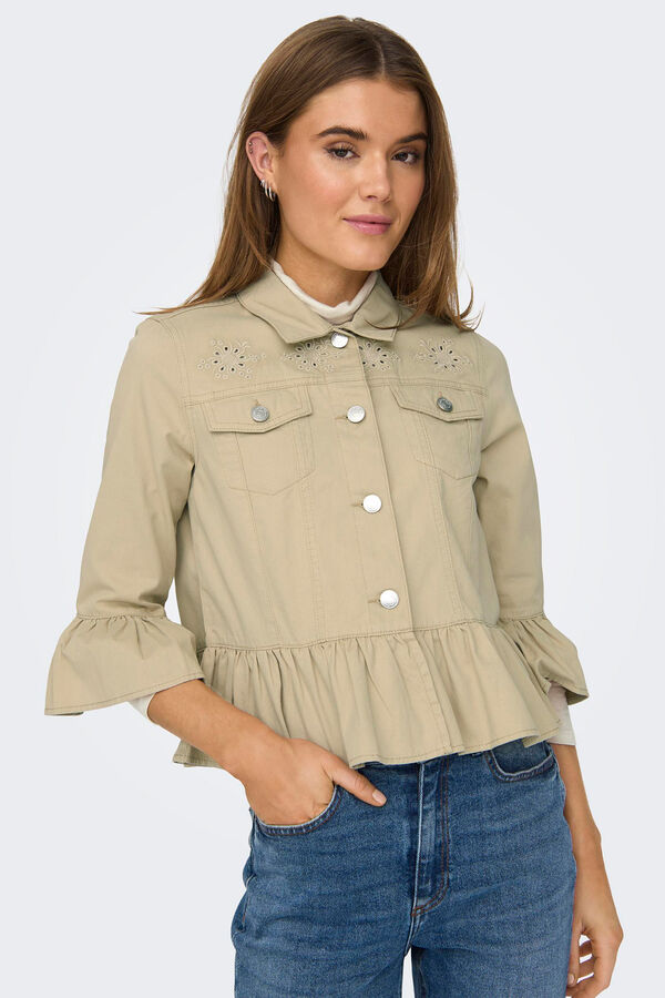Only Chaqueta volantes beige