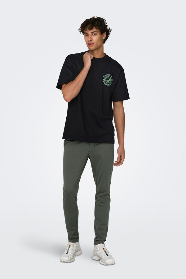 Only & Sons T-shirt algod&atilde;o org&acirc;nico preto