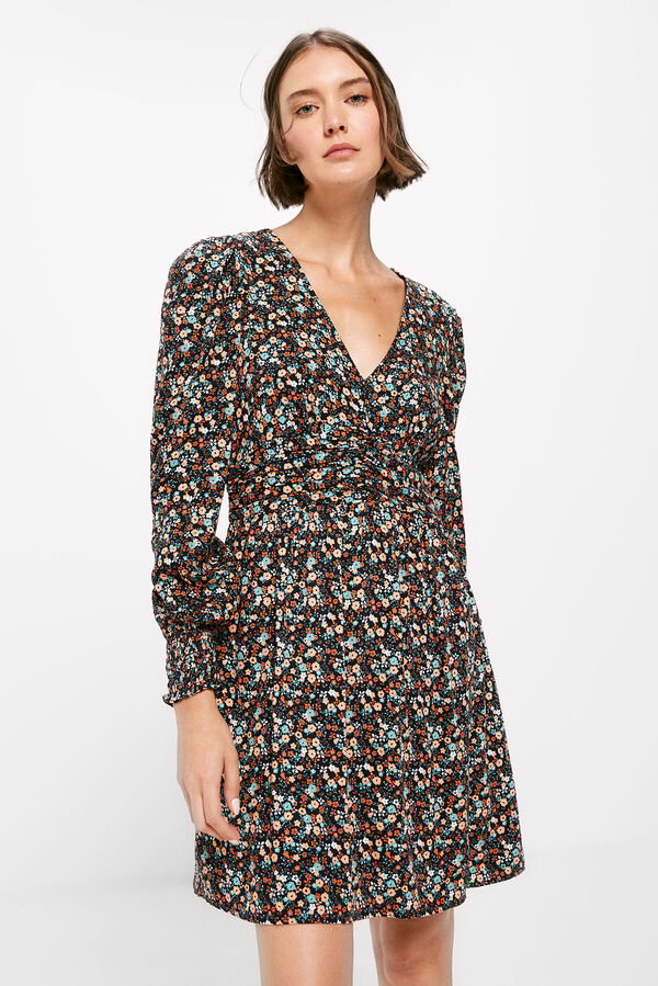 Springfield Vestido Corto Entallado Estampado azul