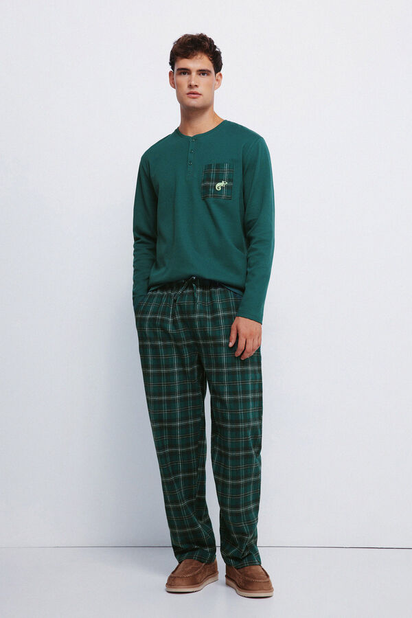 Springfield Pijama largo pantal&oacute;n cuadros verde