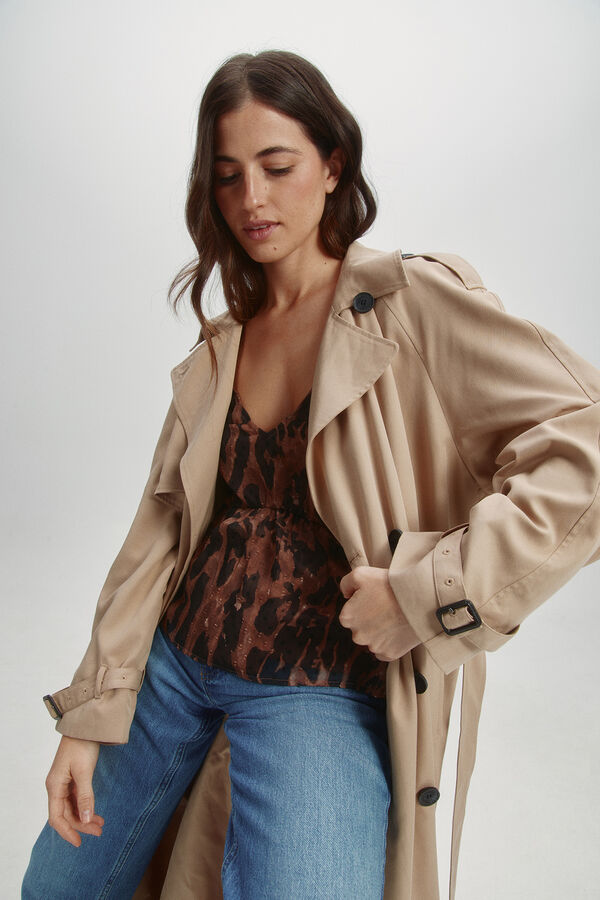 Only Parka larga entretiempo tostado