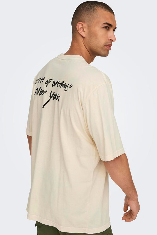 Only & Sons Camiseta manga curta com estampa nas costas branco