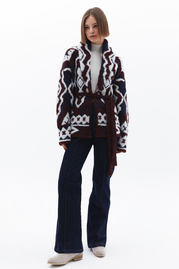 Oxxo C&aacute;rdigan jacquard marr&oacute;n