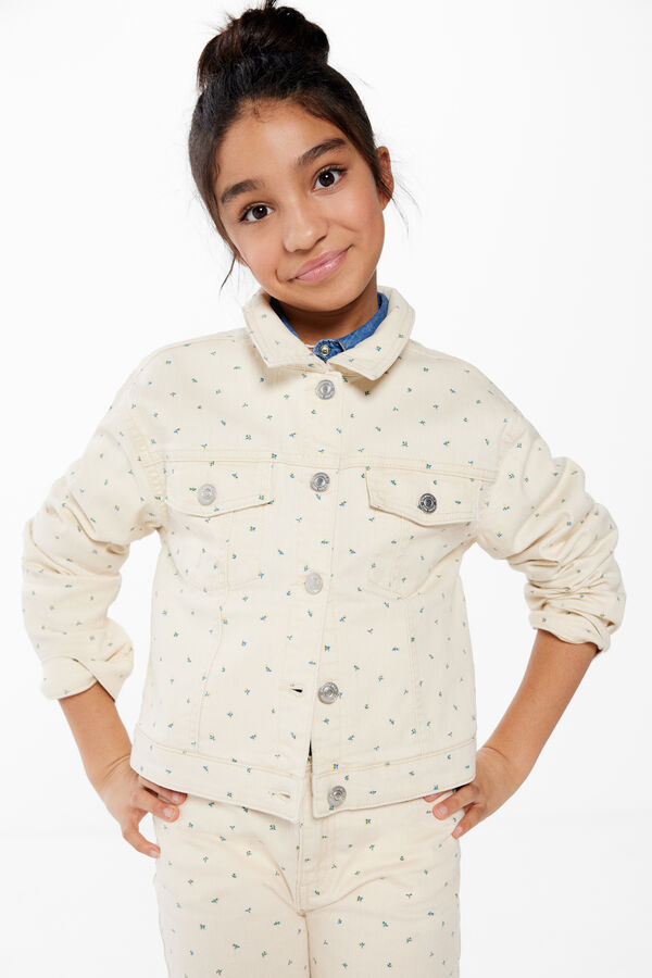 Springfield Kids Chaqueta denim estampada ni&ntilde;a beige