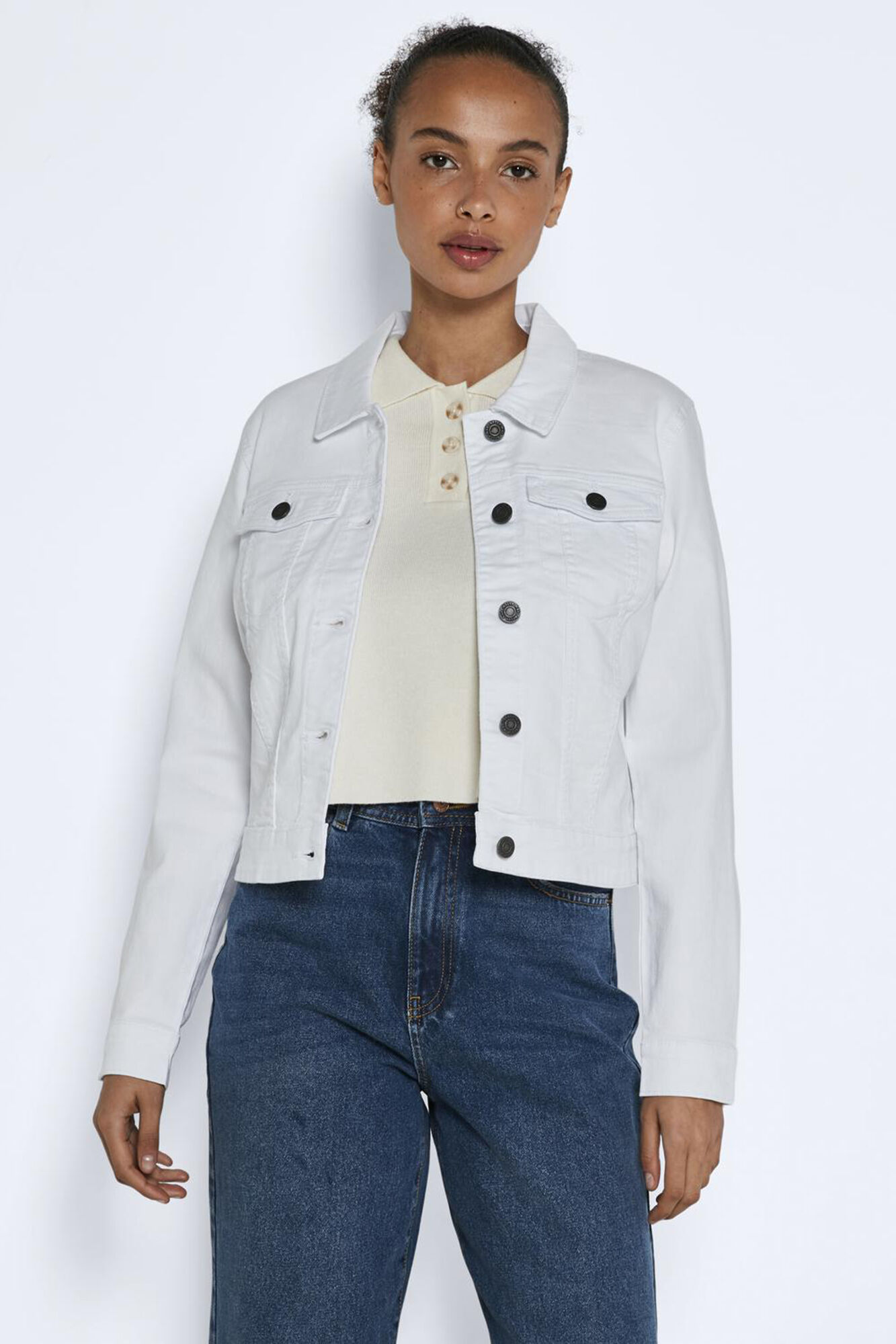 Noisy May Casaco branco denim
