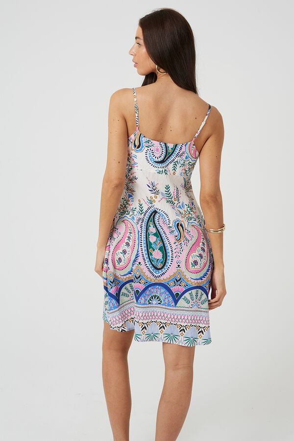 Brave Soul Vestido curto estampado branco