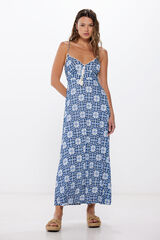 Springfield Vestido midi estampado geom&eacute;trico azul