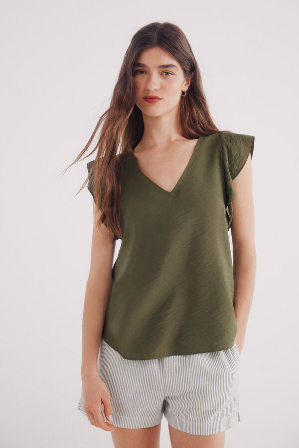 Springfield Blusa folhos verde