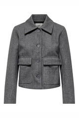 JDY Abrigo de pa&ntilde;o corto gris